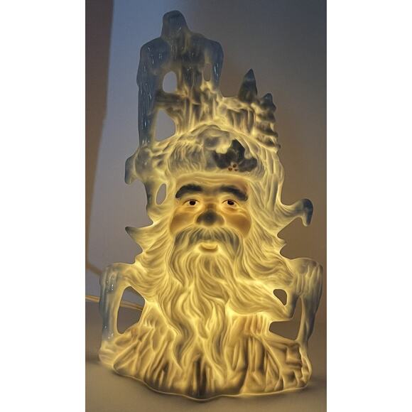 House Of Lloyd 1995 Cosmos Christmas Winter Porcelain Lamp Night Light 10” Santa - Picture 5 of 15